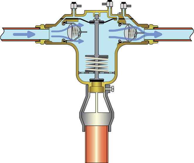 Cross section of a reduced pressure zone valve