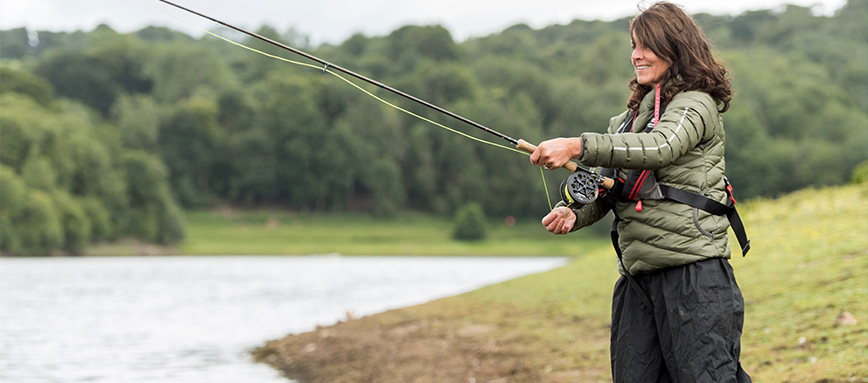 Woman fishing at Clatworthy Reservoir