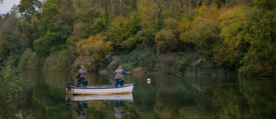 Two Men in a Fishing Boat at Hawkridge Reservoir