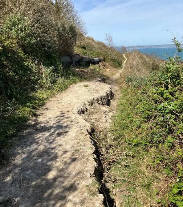 Land movement had caused damage to the Portland Trunk Sewer alongside the lower South West Coastal Path 